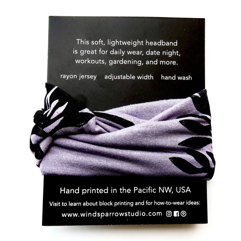 Allium Headband (black ink) back view