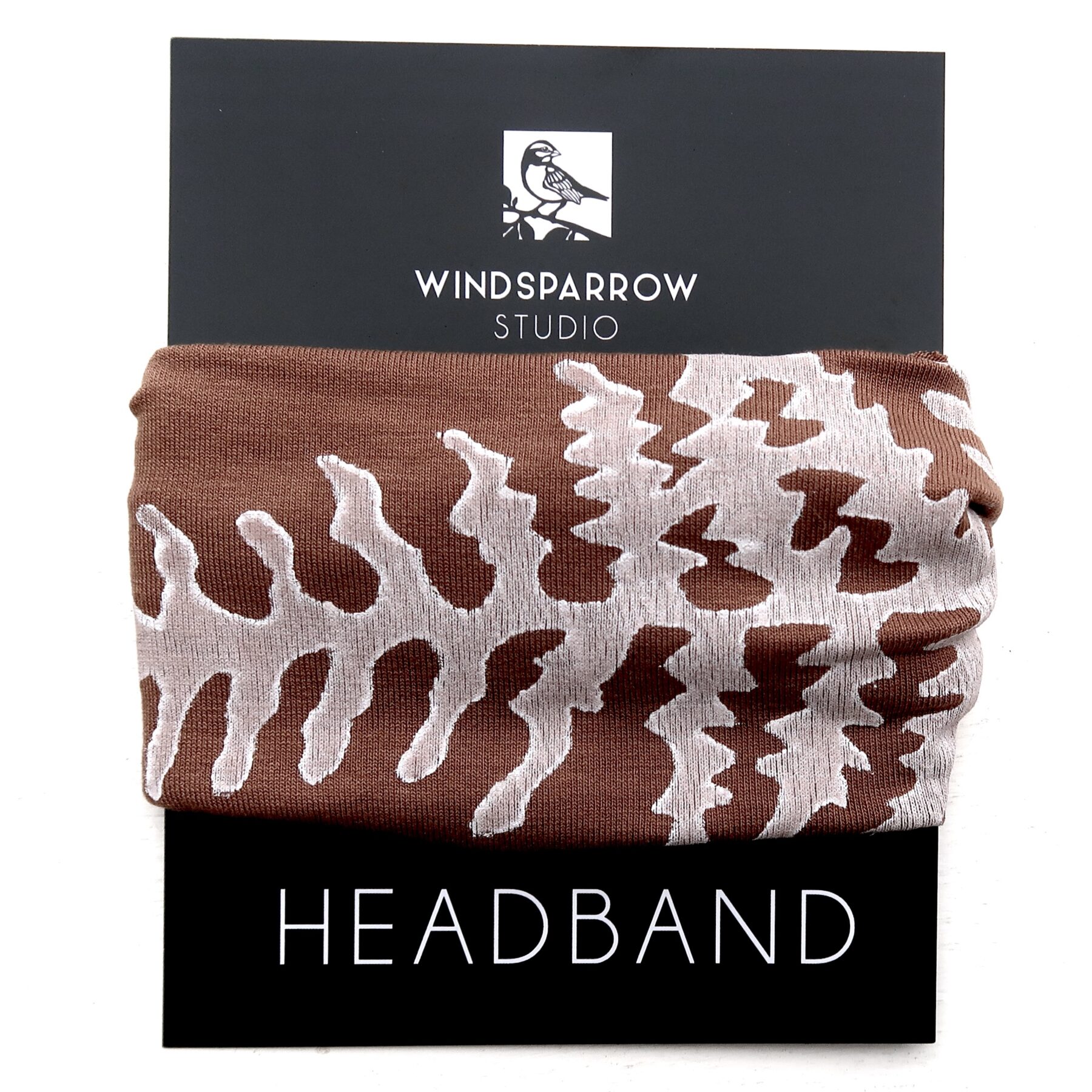 Fern headband (white ink) Latte brown