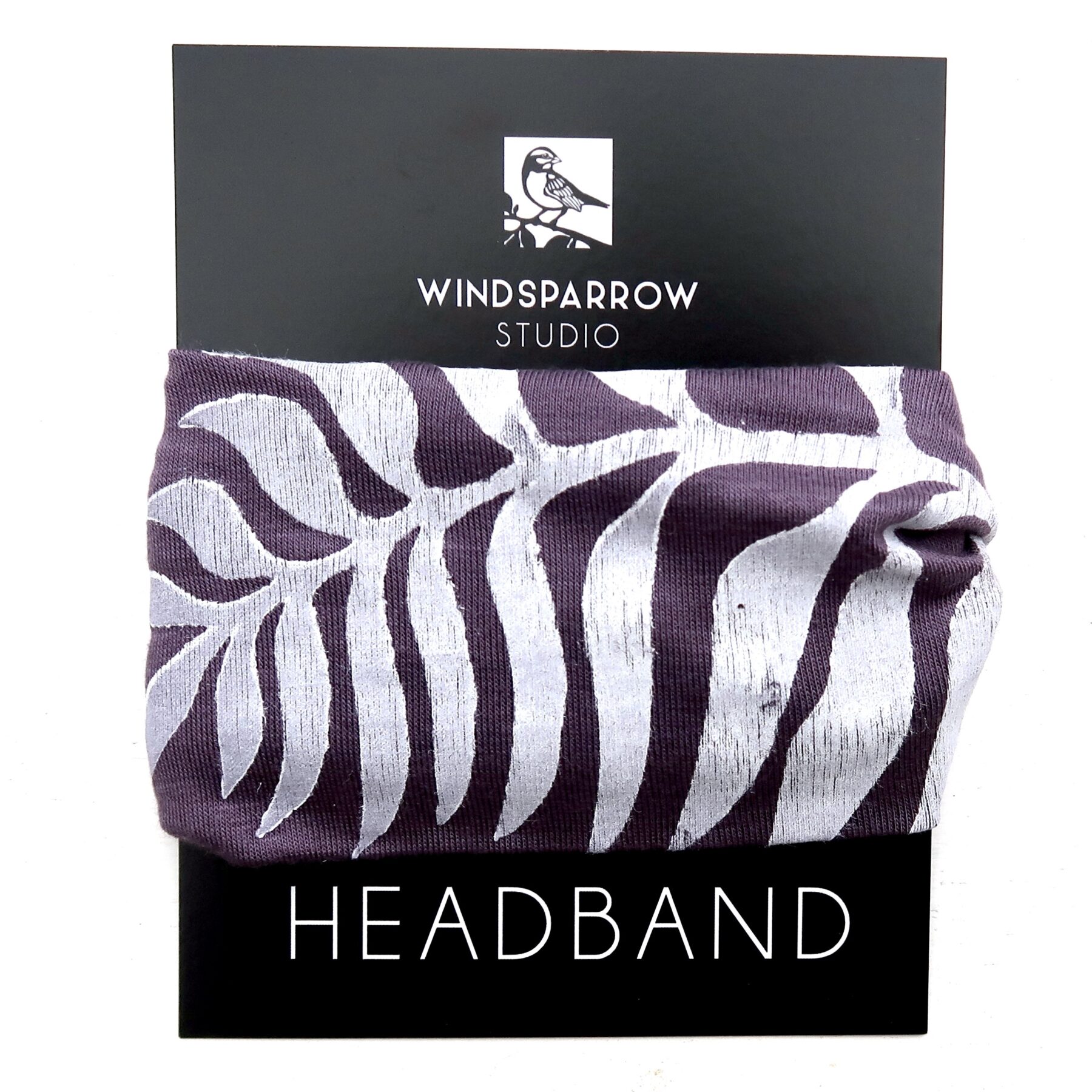 Frond headband (white ink) Dusty Plum Light Purple