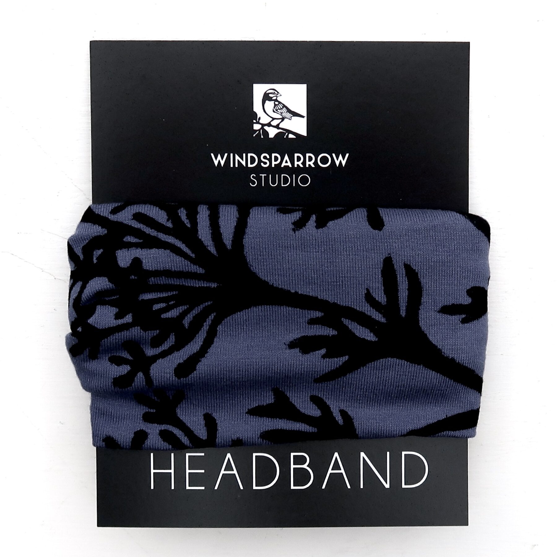Parsley headband (black ink) Denim Blue
