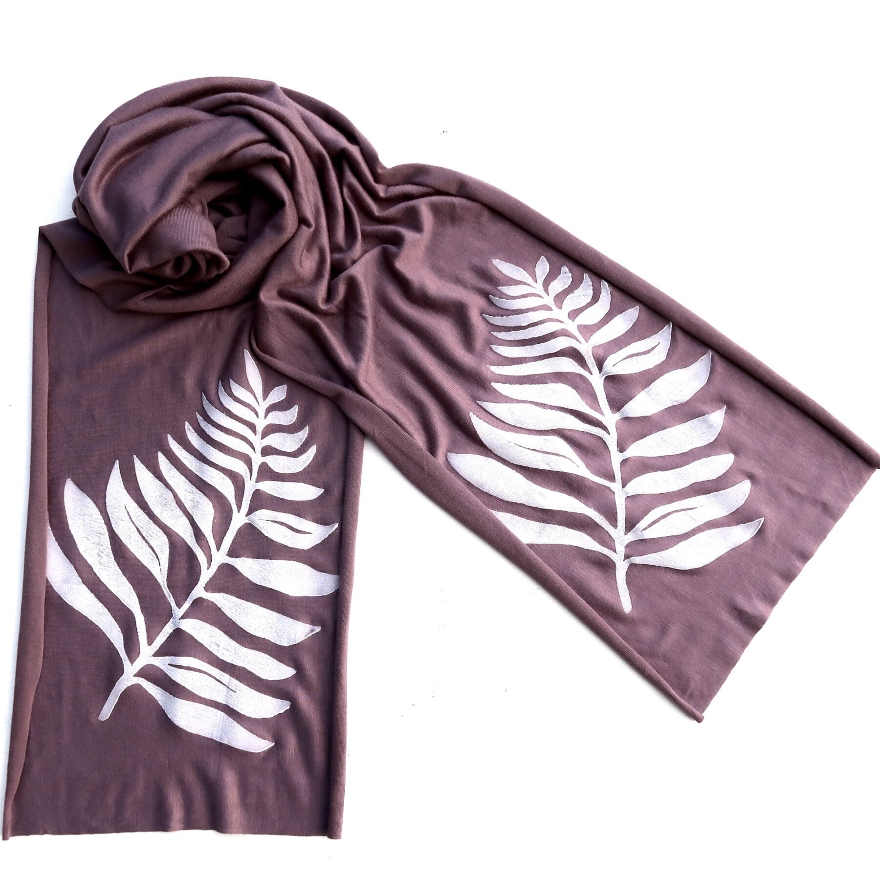Frond skinny scarf (white ink)