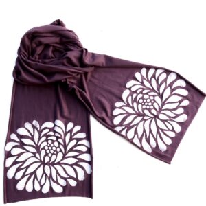 Skinny Scarf Chrysanthemum (white ink)