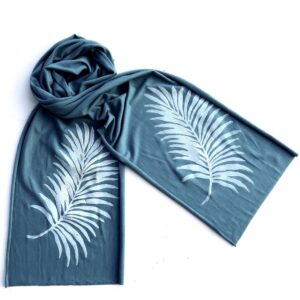 Palm Leaf Skinny Scarf (white ink)