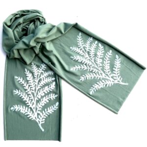 Leafy Branch skinny scarf (white ink)