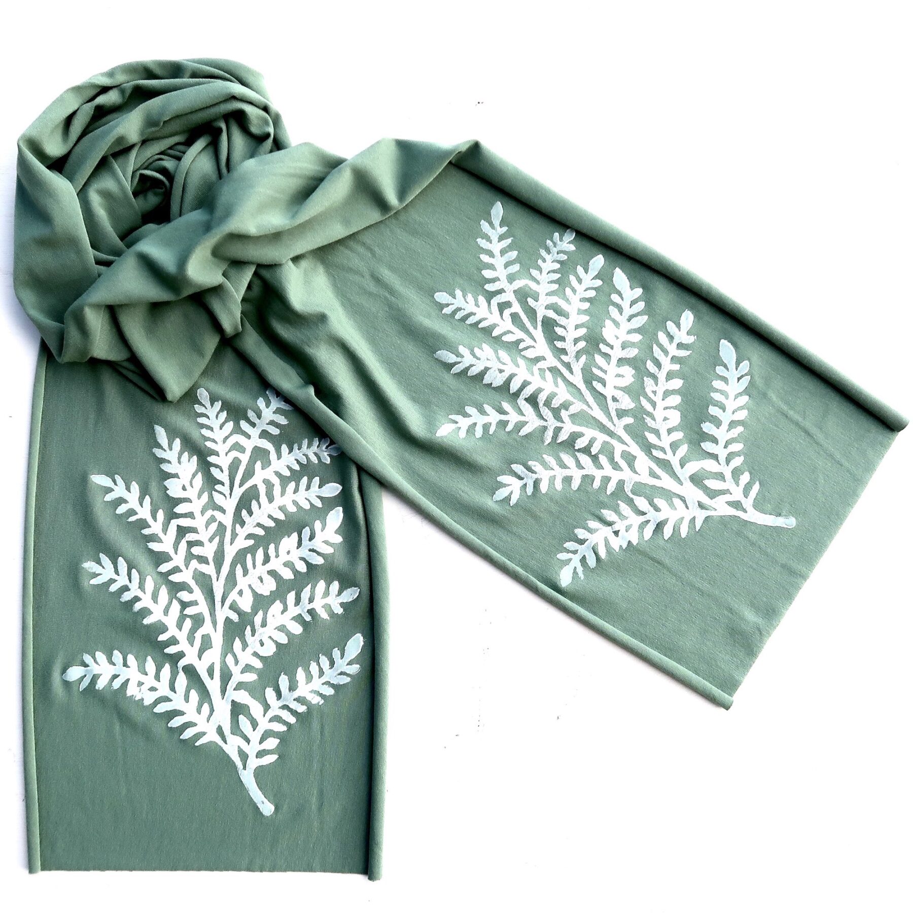 Leafy Branch skinny scarf (white ink)