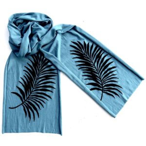 Palm Leaf Skinny Scarf (black ink)