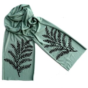 Leafy Branch Skinny Scarf (black ink)