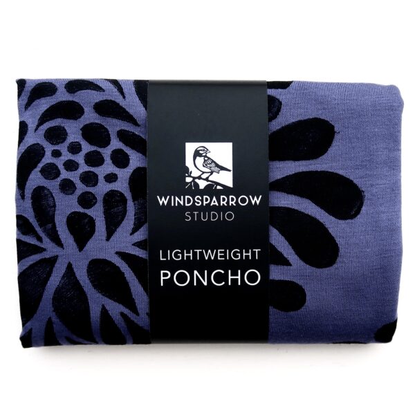 Chrysanthemum Poncho (black Ink) - Windsparrow Studio - Hand Printed