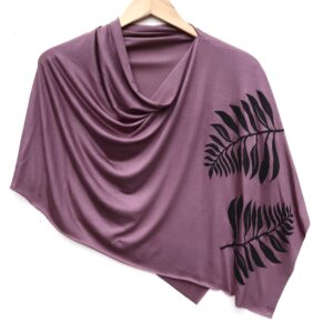 Frond poncho (black ink) dusty plum light purple