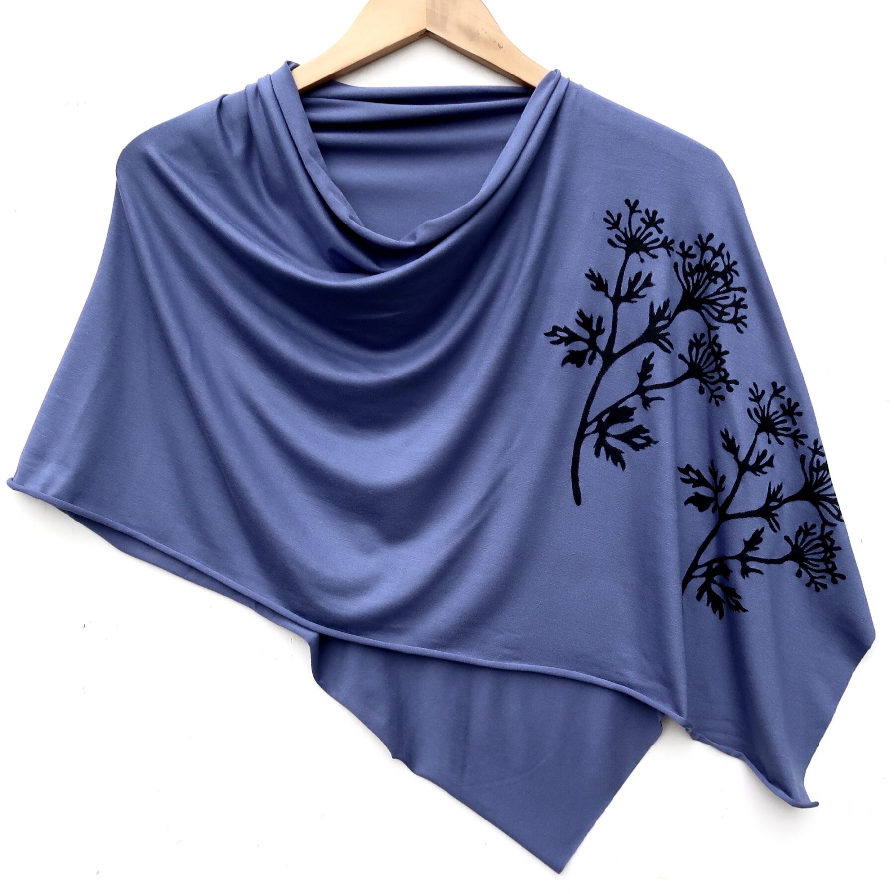 Parsley poncho (black ink) Denim Blue