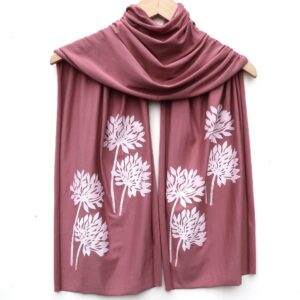 Allium scarf (white ink) Rose Spice Pink