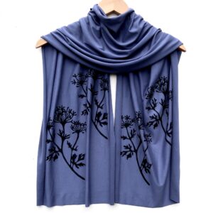 Parsley scarf (black ink) Denim Blue