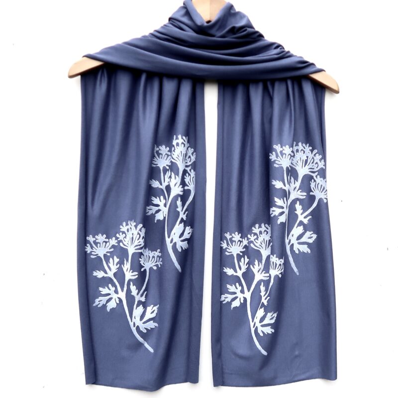 Parsley scarf (white ink) Denim Blue