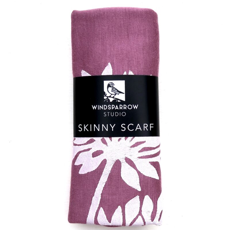 Allium skinny scarf (white ink) in packaging