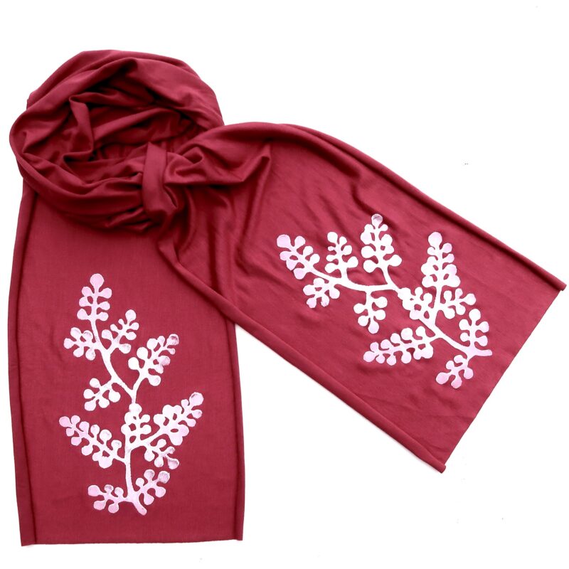 Berry Branch skinny scarf (white ink)