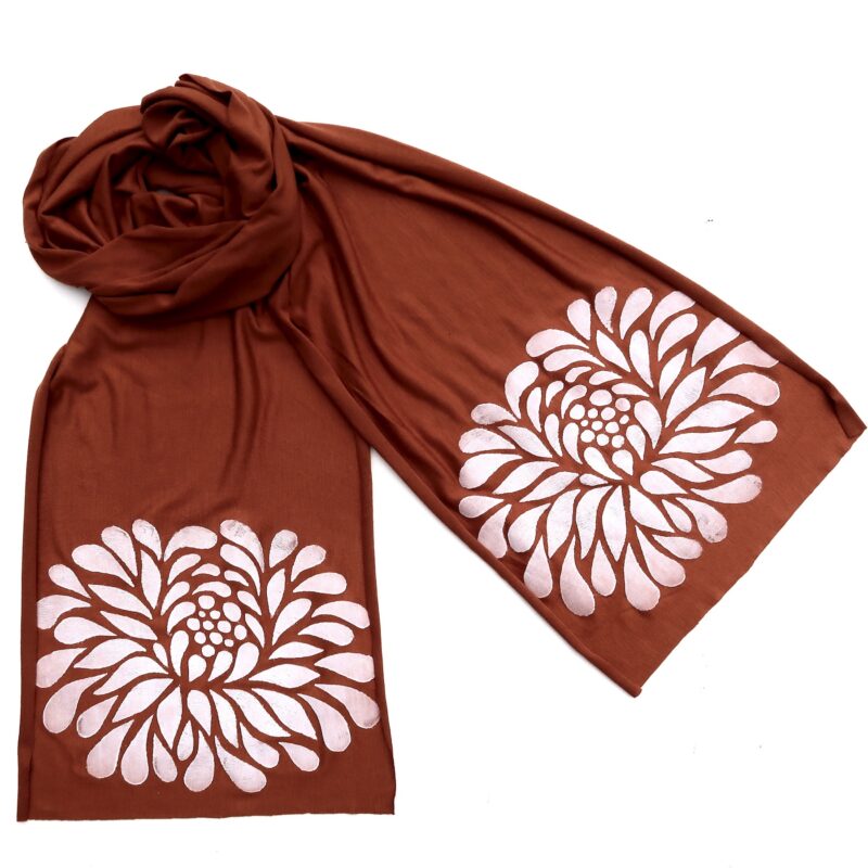 Chrysanthemum skinny scarf (white ink)