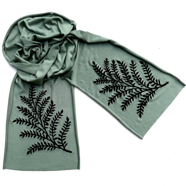 Leafy Branch skinny scarf (black ink)