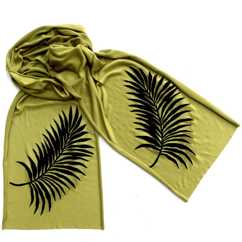 Palm Leaf skinny scarf (black ink)