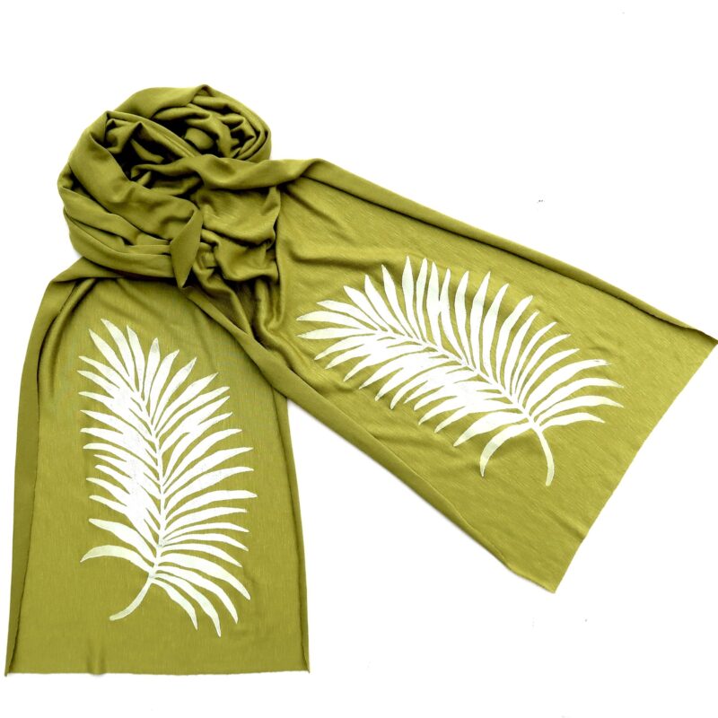 Palm Leaf skinny scarf (white ink)